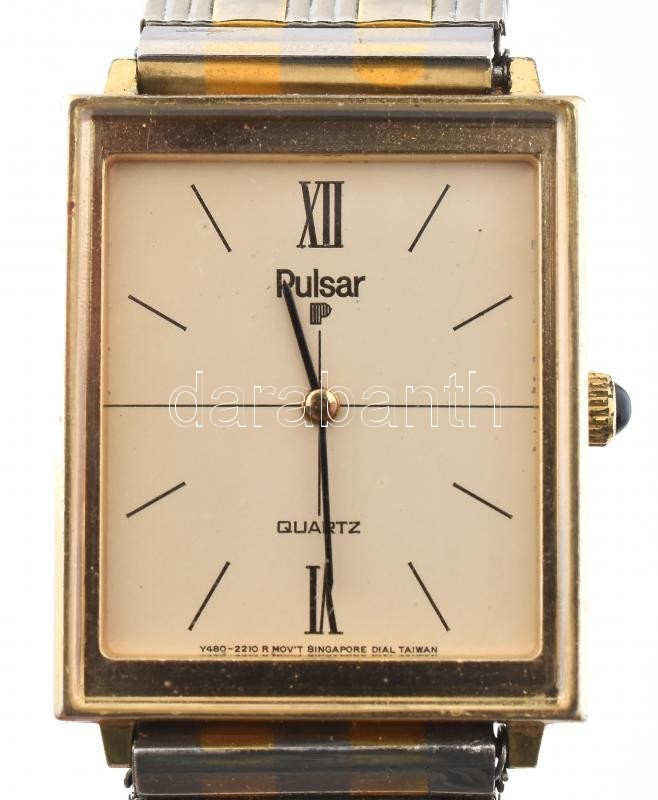 Pulsar női kvarc karóra, stainless steel gumis szíjjal, aranyozott tokban, működő állapotban - Image 2