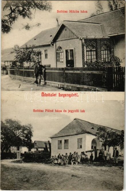 1910 Legenye, Luhyna; Soltész Miklós és Pálné háza, jegyzői lak / villas, notary + 'LEGENYE POSTAI ÜGYN.' (EK)