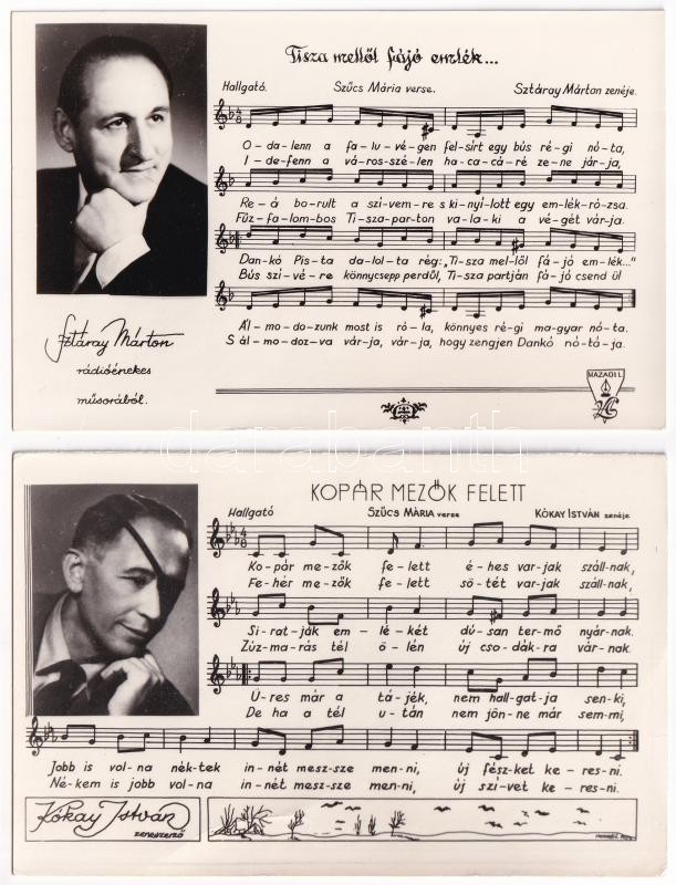 14 db RÉGI magyar kottás képeslap: Szűcs Mária és Sztáray Márton, aláírtak is / 14 pre-1945 Hungarian motive postcards with music sheets - Image 2