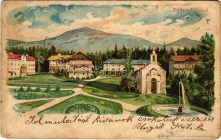 Tátrafüred, Ótátrafüred, Bad Altschmecks, Stary Smokovec (Magas-Tátra, Vysoké Tatry); kápolna / chapel. Kosmos 142. litho s: Geiger R. (Rb)