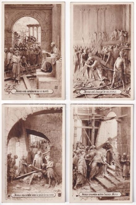 15 db régi művészlap D. Mastroianni szobrairól (Jézus élete) / 15 pre-1945 art postcards of sculptures by D. Mastroianni (Life of Jesus)