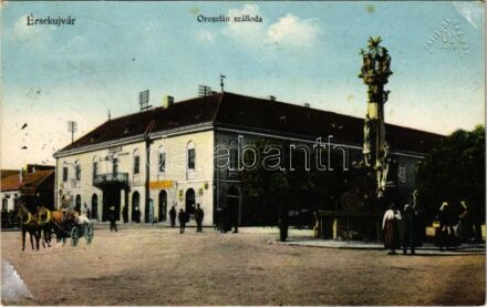 1915 Érsekújvár, Nové Zámky; Oroszlán szálloda, Meder János üzlete. Vasúti levelezőlapárusítás / hotel, shop (EK)