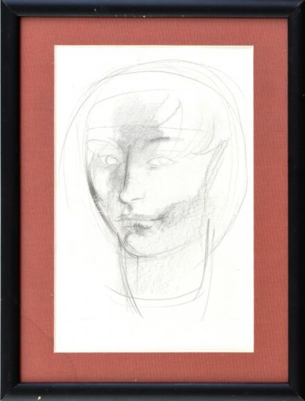 Jelzés nélkül: Női portré. Ceruza, papír. Üvegezett keretben. 22,5x15 cm