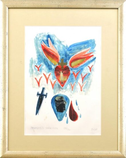 MV jelzéssel: Gyerekrablás terror ellen, 2006. Ofszet, papír, számozott (296/300). Üvegezett fa keretben, 32x22 cm