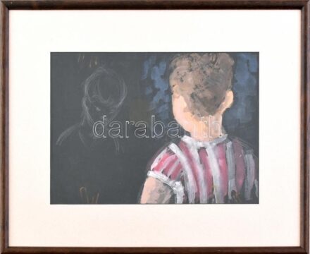 Jelzés nélkül: Kisfiú. Vegyes technika, papír. Üvegezett fa keretben, 20x28 cm
