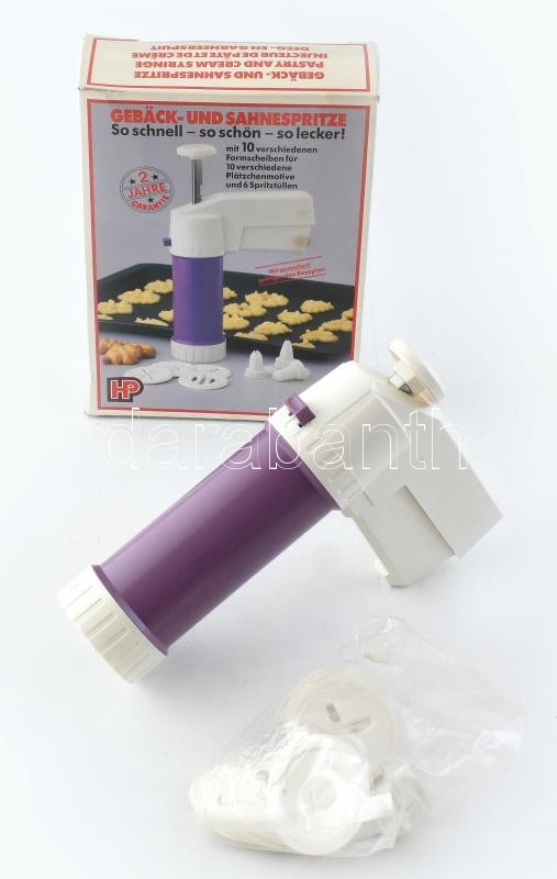 Sütemény- és krém formanyomó, több különféle formával, újszerű állapotban, eredeti dobozában
