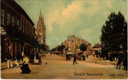 Komárom, Komárnó; Nádor utca, üzletek / street, shops (EK)