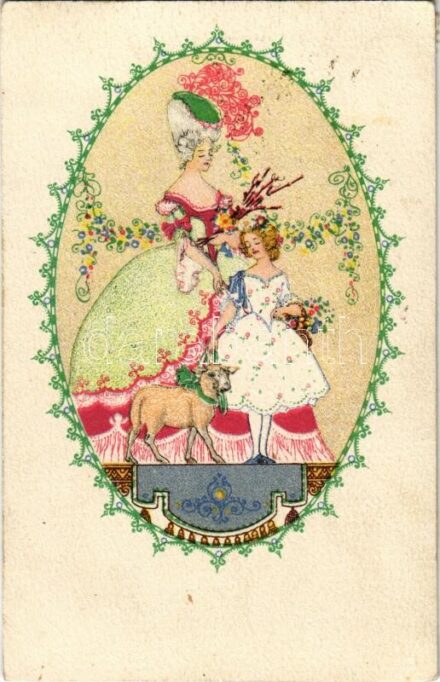 1920 Art Nouveau baroque lady. B.K.W.I. 4637-3. s: August Patek (EK)