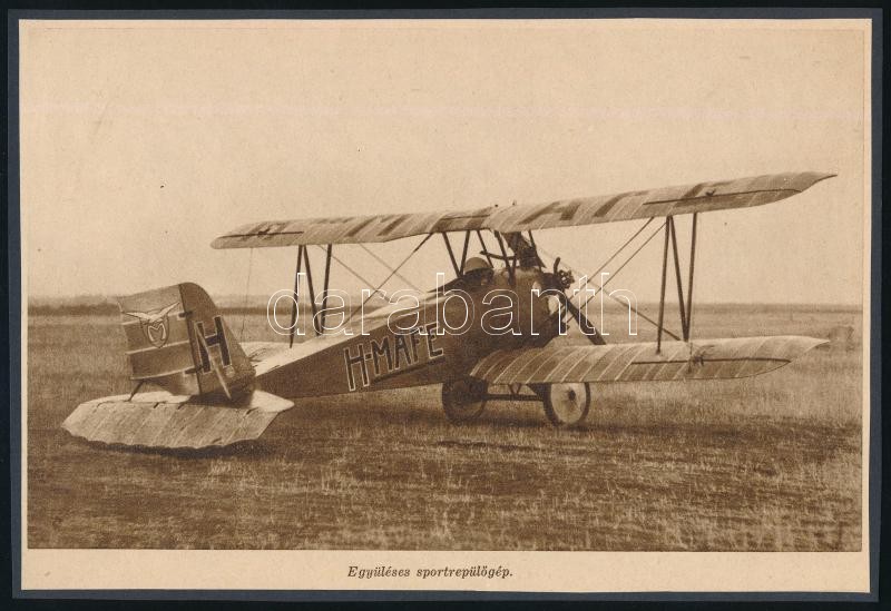 cca 1920-1930 Vegyes repülő gépet ábrázoló nyomtatvány tétel, 3 db, 'Lampich 'L-2', sportrepülőgép, is 85 lóerős iskolagép, kartonokra kasírozva, 14x20,5 cm és 12,5x20 cm közötti méretben - Image 2