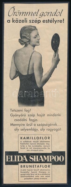 cca 1920-1940 'Elida shampoo', sampon reklám kartonra kasírozva, 27x9 cm