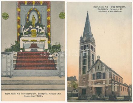 Budapest VIII. Római katolikus Kis Teréz templom. Kerepesi út 31. - 2 db RÉGI képeslap / 2 pre-1945 postcards