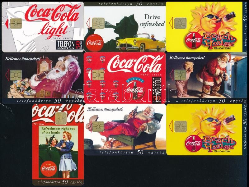 1994-1998 MATÁV Coca Cola 9 db klf telefonkártya jó állapotban