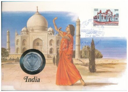 India 1974. 10p felbélyegzett borítékban, bélyegzéssel, német nyelvű leírással T:1 India 1974. 10 Paise in envelope with stamp and cancellation, with German description C:UNC