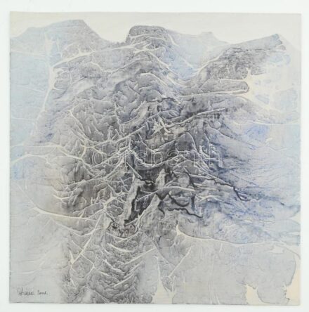 Horváth Iván (1935-): Óriások között, 2001. Monotípia, karton, jelzett, 30x30 cm. Soós Imre (1921-2013) műgyűjtő, művészeti író, a Kisgrafika folyóirat szerkesztője, a Magyar Nemzeti Galéria Baráti Köre alelnökének