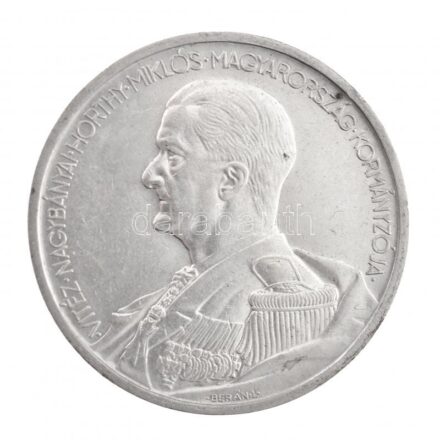 1938. 5P Ag 'Horthy Miklós' jelzetlen próbaveret (25,07g) T:1-,2 felületi karcok, ph. Csak 60db! RR! Hungary 1938. 5 Pengő 'Miklós Horthy' trial strike without mark (25,07g) C:AU,XF slightly scratched, edge error Only 60pcs! RR! Huszár: