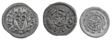 1131-1141. Denár Ag 'II. Béla' (3xklf) (0,32g, 0,41g, 0,19g) T:1,1- patina / Hungary 1131-1141. Denár Ag 'II. Béla' (3xdiff) (0,32g, 0,41g, 0,19g) C:UNC,AU patina Huszár: 50., 49., 96., Unger I.: 43., 44., 46.