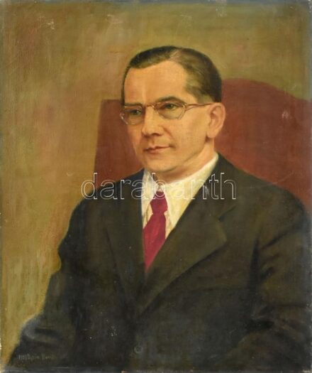 Olvashatatlan (... Horváth) jelzéssel: Portré, 1955. Olaj, vászon, sérült. 60×50 cm