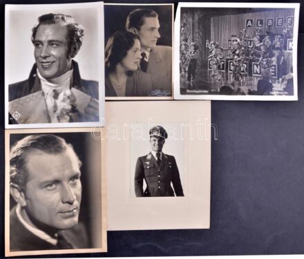 cca 1930-1940 5 db német, osztrák film és színész fotó kb 24x30 cm