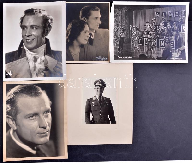cca 1930-1940 5 db német, osztrák film és színész fotó kb 24x30 cm