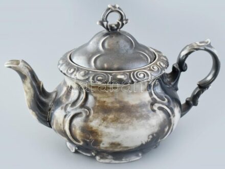 Bavaria porcelán teás kanna. ezüst mázzal, kopott. Jelzett. 27x18 cm