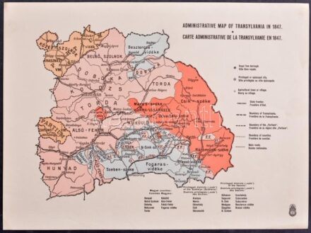 cca 1930 Erdély közigazgatási beosztása 1847-ben. M. kir, Honvéd térképészeti intézet. 33x24 cm