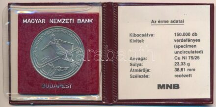 1982. 100Ft Cu-Ni 'Labdarúgó világbajnokság 1982' sérült műbőr tokban, tanúsítvánnyal T:BU Adamo EM68