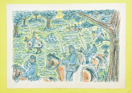 Olvashatatlan jelzéssel: Katonák. Filctoll, papír, minimális sérülésekkel, 43x61 cm