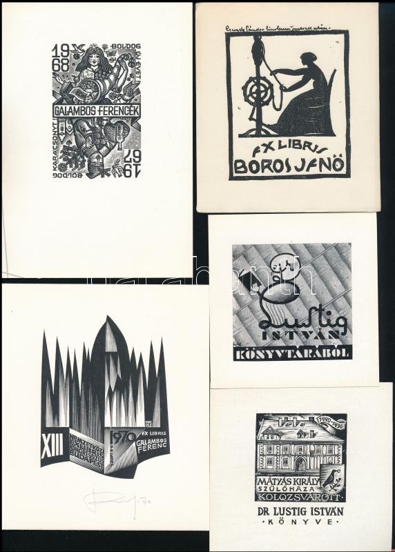 FA jelzéssel: BUÉK Galambos Ferenc, 1973, fametszet, papír, 10x7cm / JM jelzéssel: Galambos Ferenc, 1970, Fametszet, papír, 12x9cm / B jelzéssel: Galambos Ferenc, fametszet, papír, 9x8cm / Jelzés nélkül: Bem tábornok, fametszet, papír,