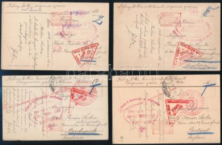 1916 13 db I. világháborús tábori posta az M. kir. 4. honv. gyal. ezred zászlósától, Tábory Zoltántól. Olasz hadifogságból, Potenzaból küldve képeslapokon. Kézdi-Kovács Lenkének, Kézdi-Kovács László (1864-1942)