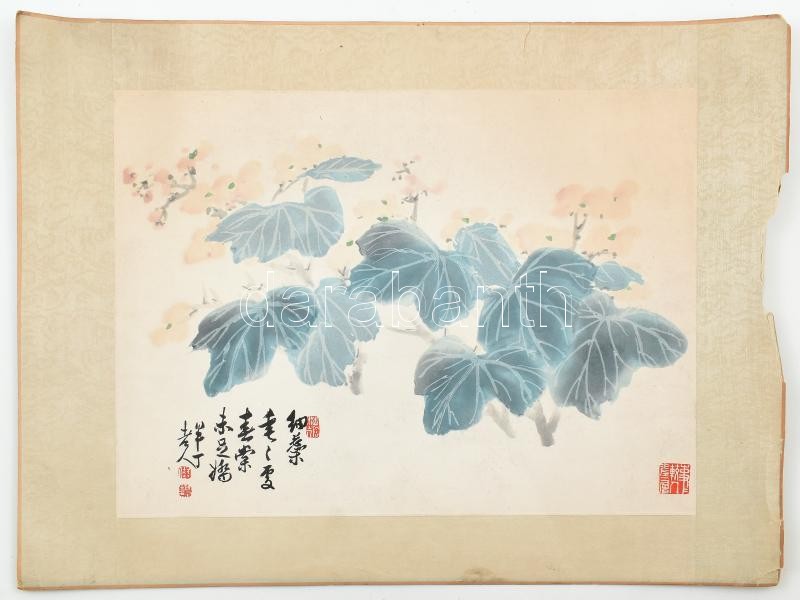 Jelzett kínai akvarell. 39x28 cm kartonon.