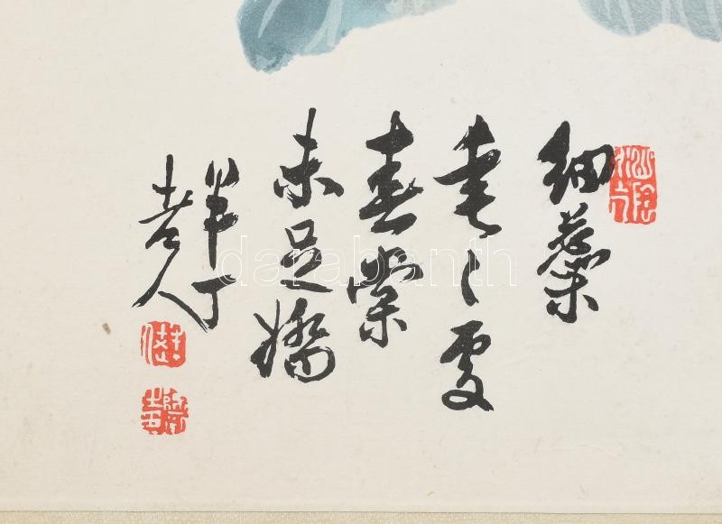 Jelzett kínai akvarell. 39x28 cm kartonon. - Image 3