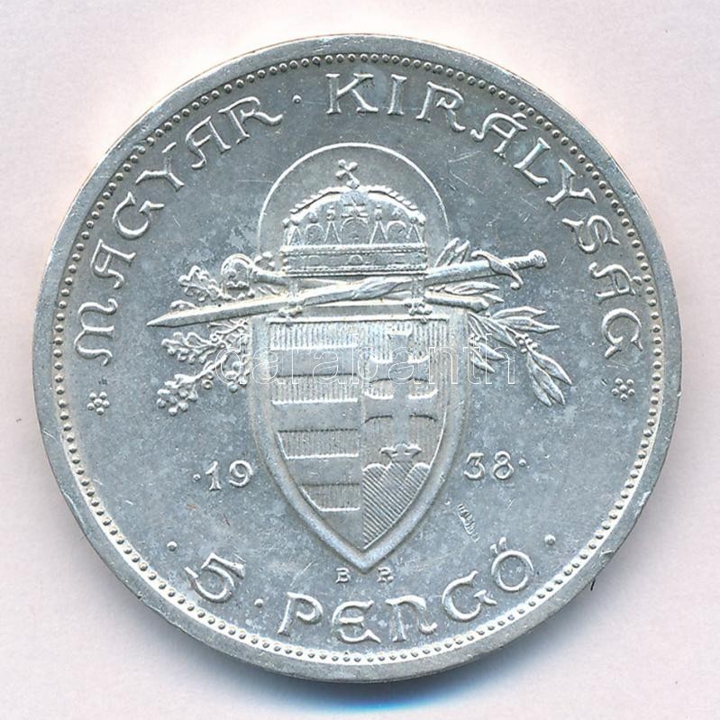 1938. 5P Ag 'Szent István' T:2 kis patina Adamo P8.1 - Image 2