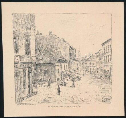 cca 1900 Tikáts Adolf (1872-?) Bp. V. Duna utca Budapest Haltér Litográfia. Papír. 15x13 cm