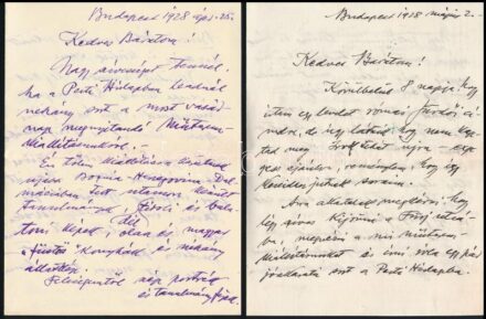 cca 1928 Aradi Edvi Illés Jenő (1886-1962) festőművész 2 meghívója kísérő levelekkel, Kézdi-Kovács László (1864-1942) festőművésznek