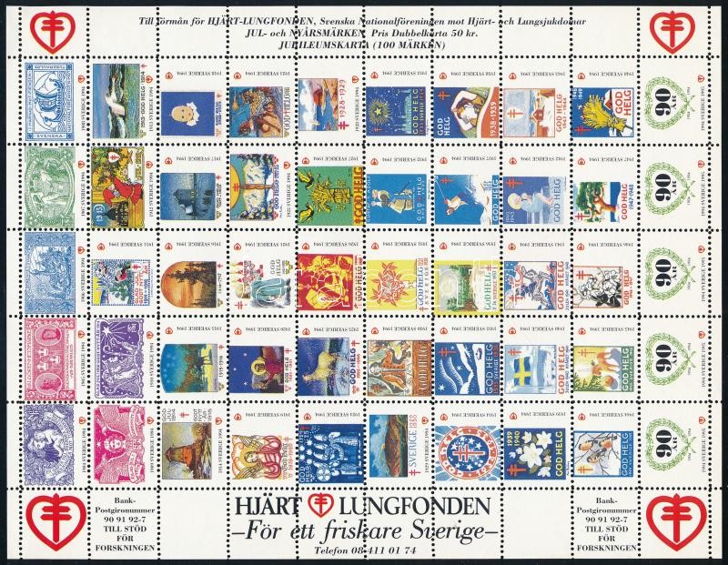 Svédország 1994 Karácsony és újév 50-es levélzáró ív