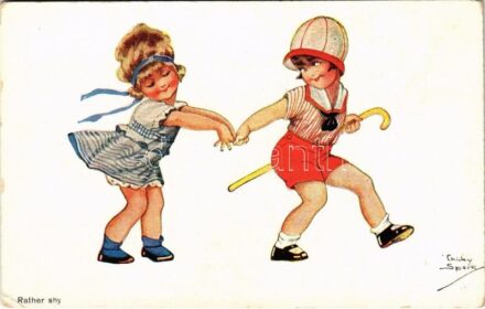 'Rather shy' Children art postcard s: Chicky Spark (EK)