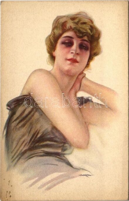 Italian lady art postcard. 152-2.