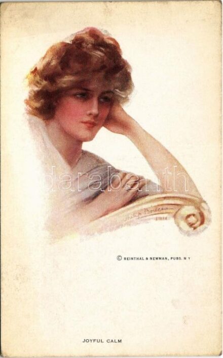 'Joyful Calm' Lady art postcard. Reinthal & Newman No. 210. s: Philip Boileau (EK)