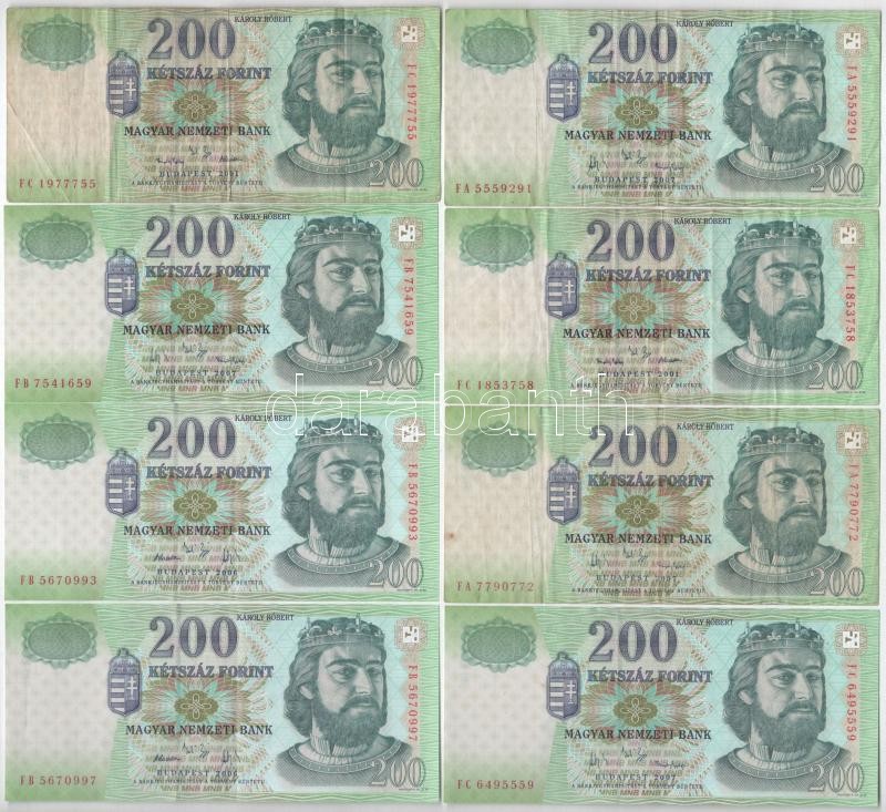 2001-2007. 200Ft (8db) T:III közte szép papír