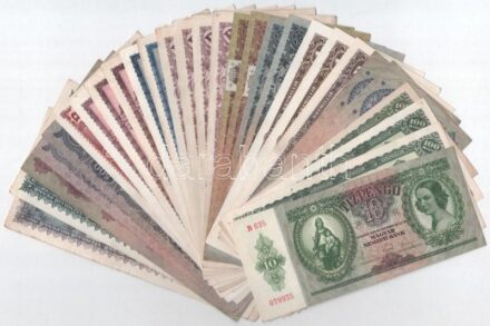 28db-os Pengő bankjegytétel, közte 1946. 10.000.000MP fekete 'A világ legnagyobb inflációja 1945.-1946.' felülbélyegzéssel T:I--III közte több szép papír
