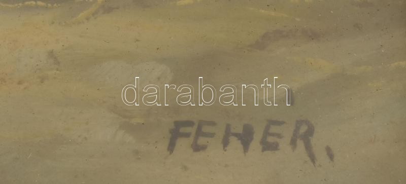 Fehér jelzéssel: Cicák. Olaj, karton. Üvegezett fakeretben. 23,5x34 cm - Image 2