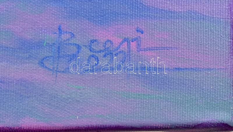 David Beeri (1951-): Képzelt táj. Olaj, vászon. Jelzett, a hátoldalán autográf felirattal.50x60 cm - Image 2