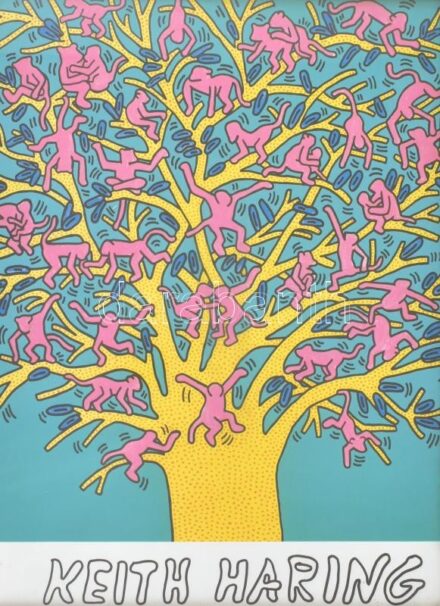 Keith Haring poszter, ofszet, papír, üvegezett fa keretben, 50×40 cm