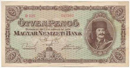 1945. 50P 'D 025 047560' T:III Adamo P15