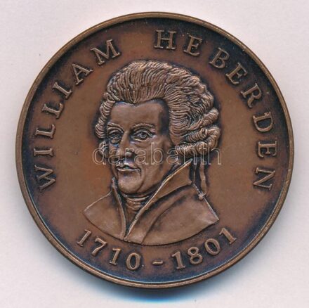 1991. 'William Heberden 1710-1801 / XII. Európai Reumatológiai Kongresszus - Budapest' angol nyelvű, kétoldalas Br emlékérem (42mm) T:1- patina, pár kis karc