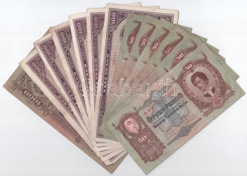 1943. 1000P 'F 089 022305' + 1932. 50P (6x) + 1945. 100P (6x) T:III