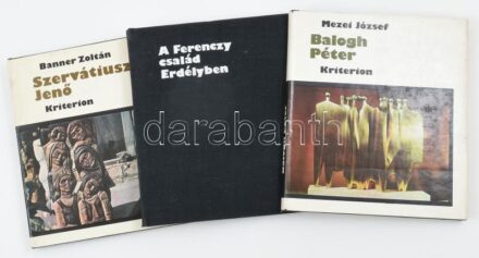 Vegyes Kriterion Kiadó által kiadott művészeti könyvtétel, 3 db: Banner Zoltán: Szervátiusz Jenő. Bukarest, 1976, Kriterion. A művész munkáinak reprodukcióival illusztrált. Kiadói egészvászon-kötésben, kiadói papír