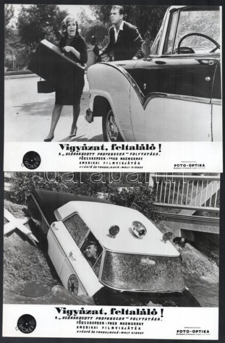 cca 1963 ,,Vigyázat, feltaláló! - a Szórakozott professzor folytatása' című amerikai film jelenetei és szereplői (köztük Fred McMurray), 13 db vintage produkciós filmfotó, ezüst zselatinos fotópapíron, 18x24 cm