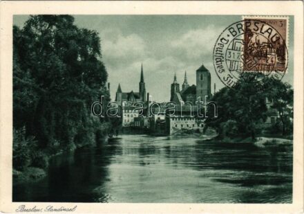 Wroclaw, Breslau; Landinsel + 'Deutsches Turn- u. Sportfest 1938 Breslau' So. Stpl. (EK)