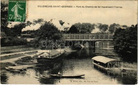 Villeneuve-Saint-Georges, Pont du Chemin de fer traversant l'Yerres / railway bridge, ferry (EK)